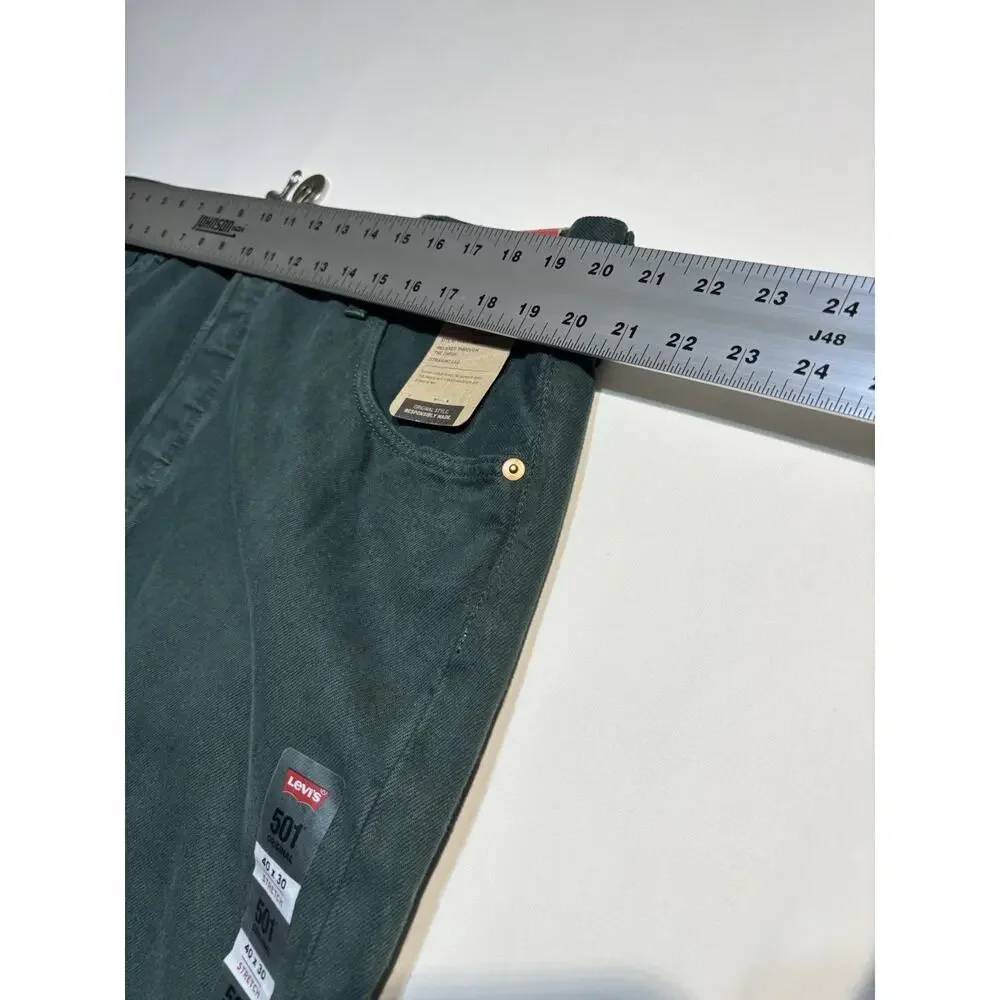 “Levi’s 501 Original Jeans Men’s 40x30 Green Garment Dyed NWT Straight Leg”